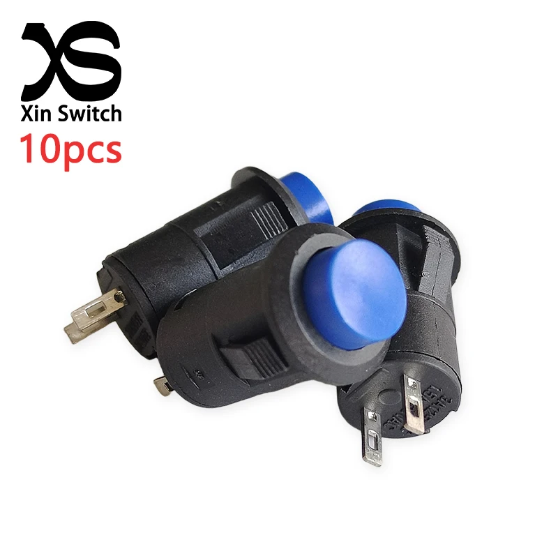 10 Stück DS-425 Blauer Karten-Schnappschalter, runder, selbstrückstellender Druckknopfschalter, Größe 12 mm, 3 A 250 V AC/6 A 125 V AC, 2-poliger Druckschalter – Detail 1