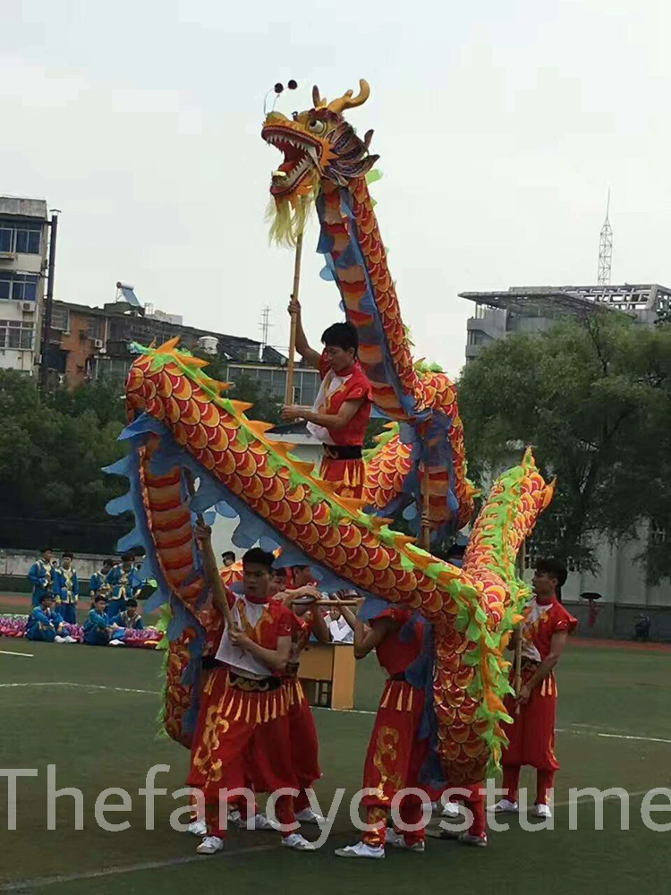 

10m Length Size 5 Silk Print Fabric 8 Student Chinese DRAGON DANCE Props ORIGINAL Stage Chinese Loong Folk Festival Costume