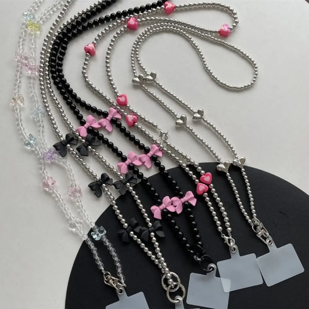 جراب هاتف ديكور القوس طويل Crossbody سلسلة هاتف القلب طويل سلسلة هواتف المحمول الخرز الاكريليك الخرز شريط لتعليق الهاتف المحمول حقيبة قلادة #5