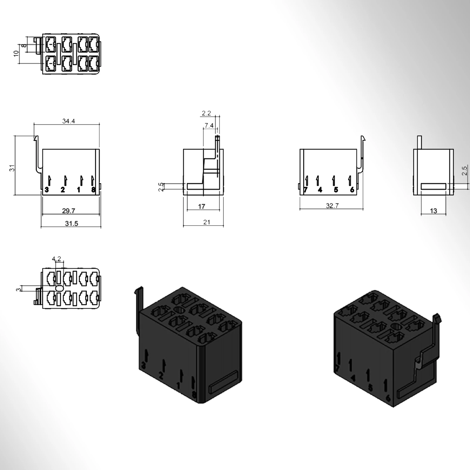 5 Set Rocker Switch Connector Plug Socket Kit 6.3mm ABS Spade Terminals Wiring Adapter Carling ARB For 12V-24V LED Rocker Switch