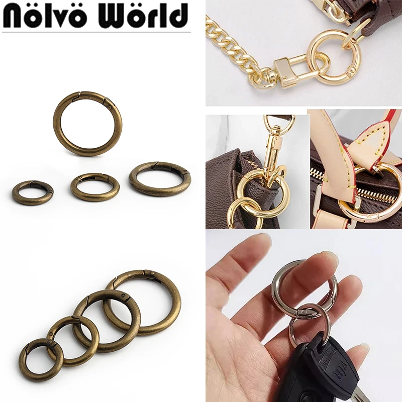 

19MM 25MM 32MM 38MM Bronze Metal O Ring Spring Clasps Open Round Carabiner For Bags Belt Keyring Dog Chain Buckles Accessories