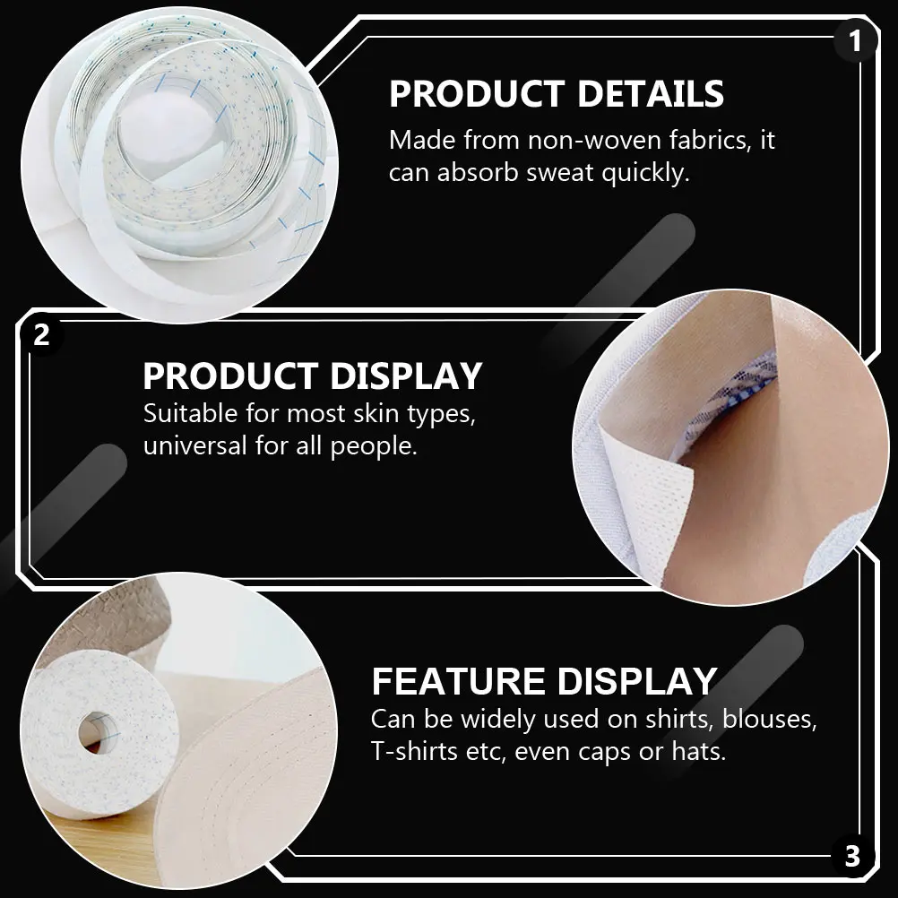 

2Pcs Sweat Absorption Pads Non-Woven Fabric Collar Hat Stickers Quick Absorb Multi-Functional White