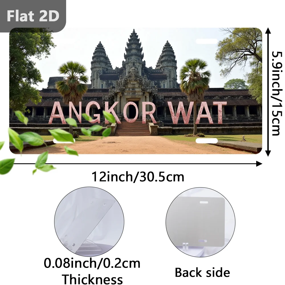 2D Flat, for Decorative Use Only, 2D Flat, 1pc Angkor Wat Temple Cambodia Metal Sign Replica - Vintage Metal Wall Art & Car Sign
