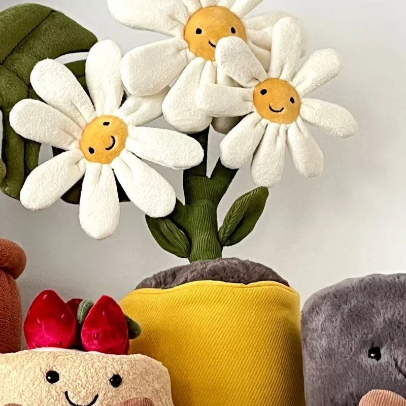 Pretty Jellycat Plant Daisy Flower Plush Amuseables Pink Orchid Doll Decoration Ornament Toy Kawaii Gift Kids Never Wither