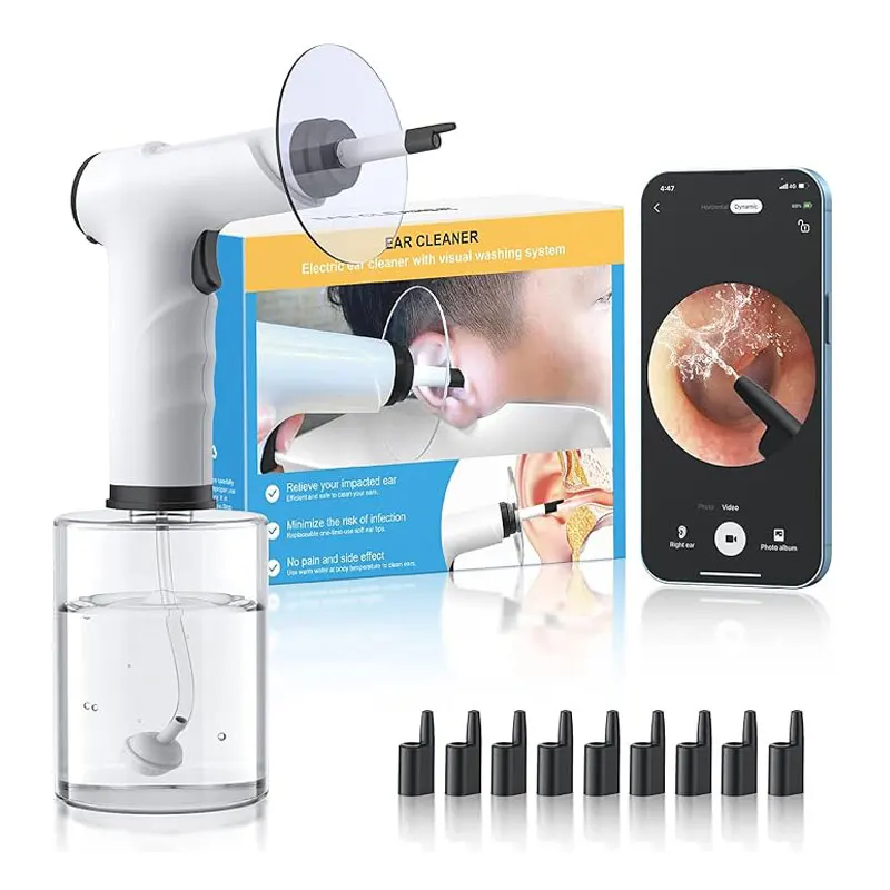 Ear Wax Removal Electric Ear Cleaning Kit with Light Ear Irrigation Kit with 4 Pressure Modes Safe and Effective Ear Flush Kit