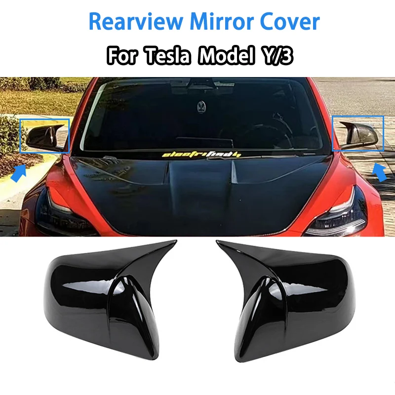 

For Tesla Model Y/3 Car Rearview Mirror Cover ABS Auto Side Rear View Mirror Shell Cap Replacement Auto Exterior Accessories