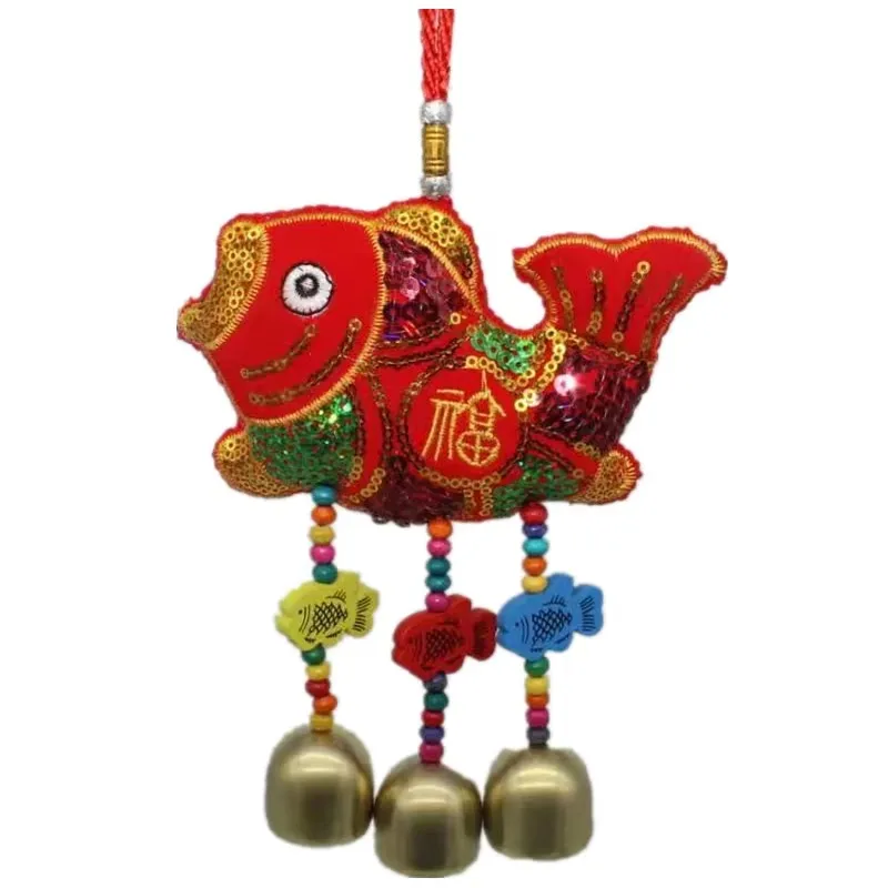 The new national wind, embroidered wind chimes. Chinese knot, car hanging cloth art animal pendant. Chinese zodiac year gift