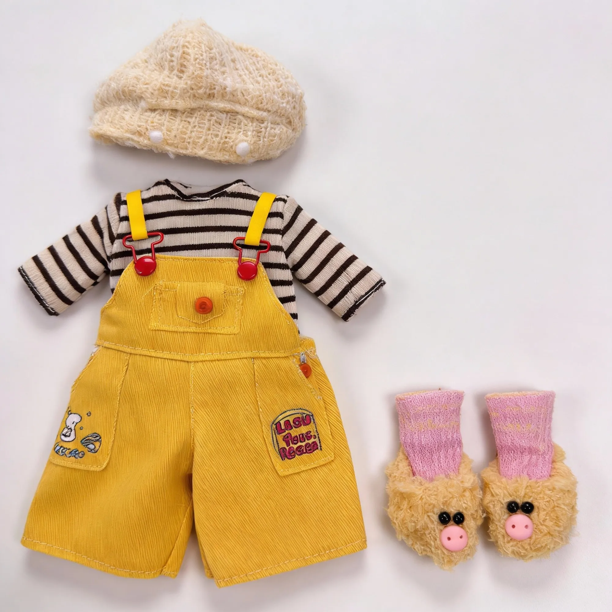 

Теплый милый комплект одежды для куклы BJD 1/6 (30 см): вязаный берет, комбинезон, плюшевый цыпленок — полный наряд в стиле кавай.