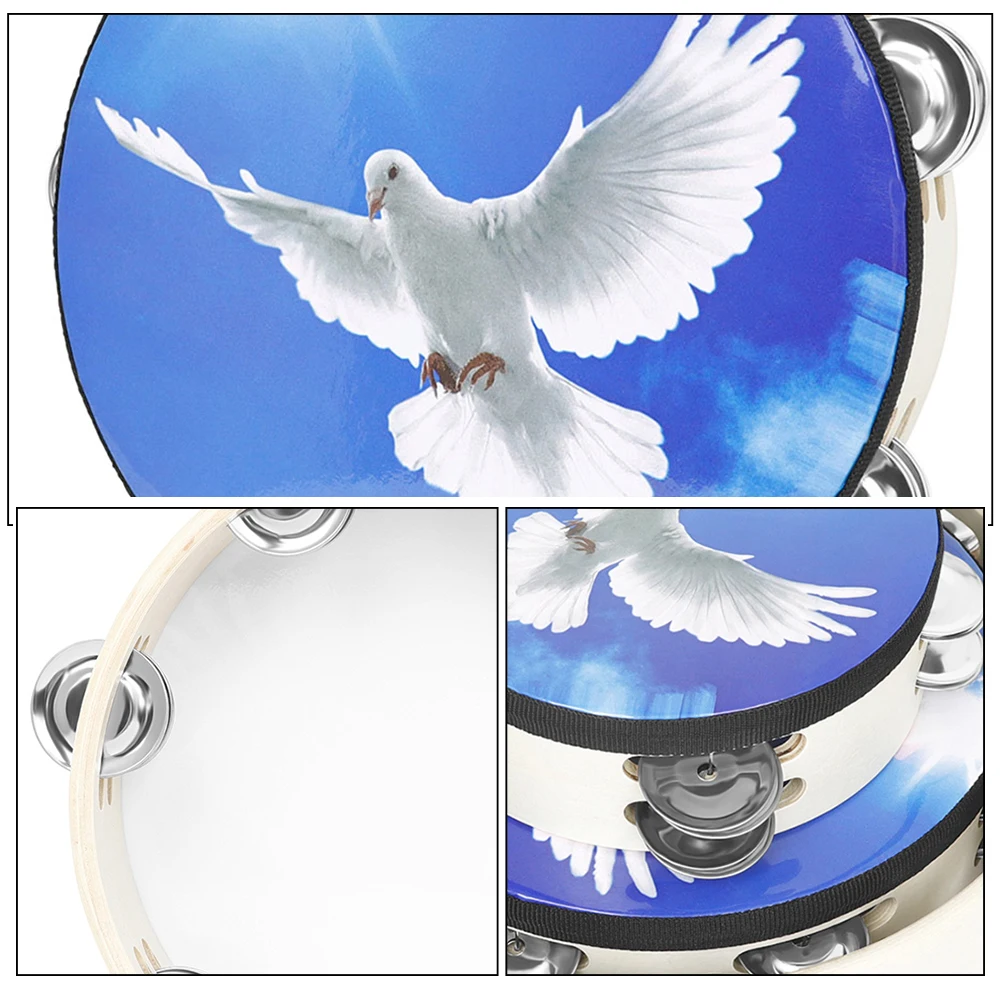 

3pcs Kids Handheld Tambourine Drum Percussion Instrument Musical Educational Lightweight Pet Wood Metal Material Hand Shaking