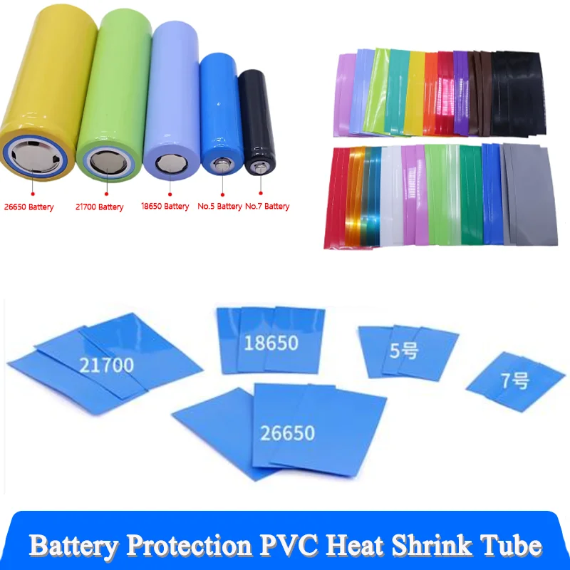 

Precut Shrinkable Insulation Sleeve for 18650/26650/21700/No.5(AA)/No.7(AAA) 25~100P Battery Protection PVC Heat Shrink Tube