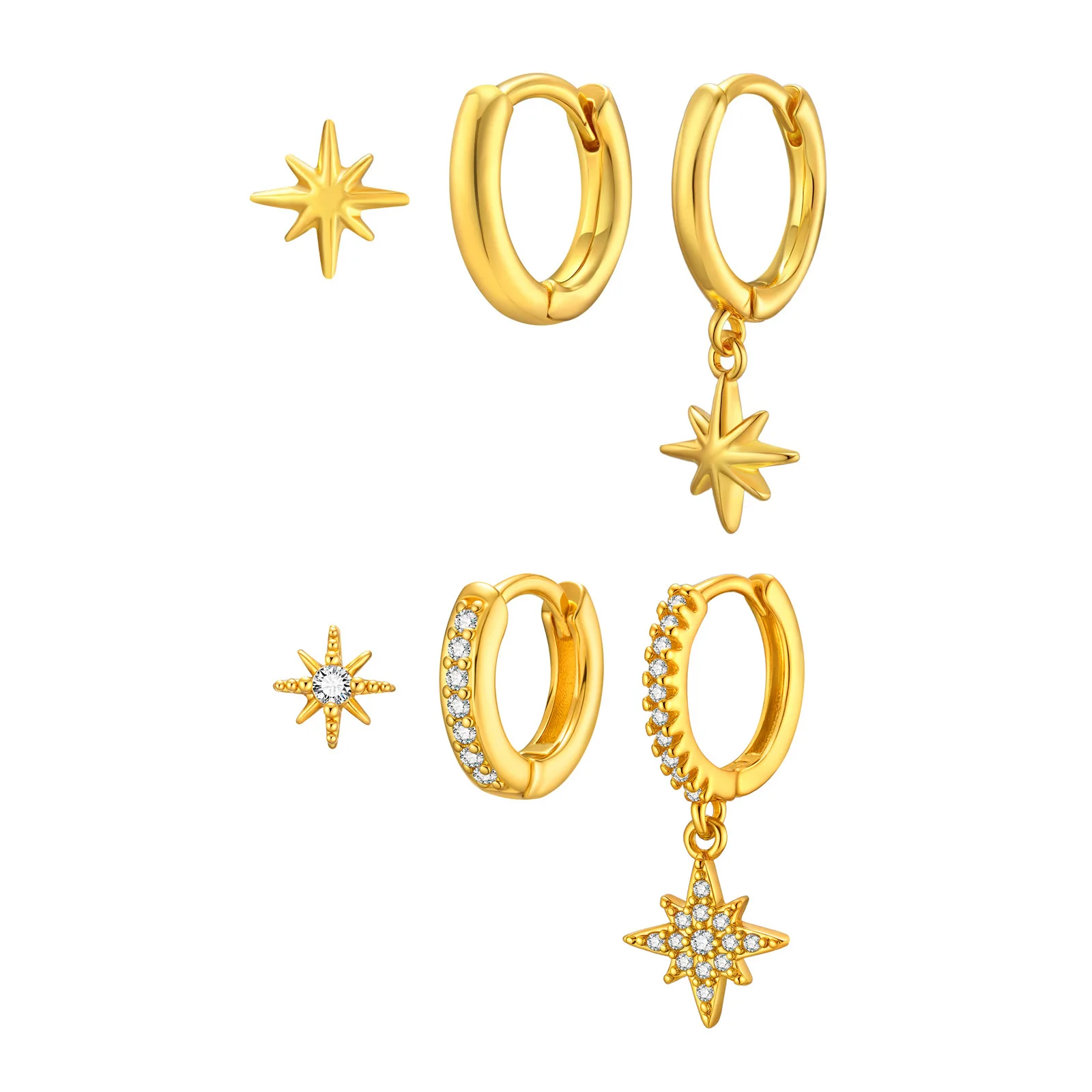 3Pcs/Set Star Earri… - image