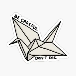 Manacled Paper Crane And Quote  5PCS Stickers for Window Decorations Luggage Car Stickers Room Decor  Kid Background Art Anime