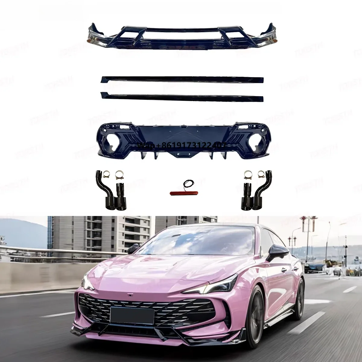 

For MG7 2023+ Body Kit with Replaceable ABS Rear Lip and Exhaust Mod Car Bumpers Improved Aerodynamics and Aggressive Look