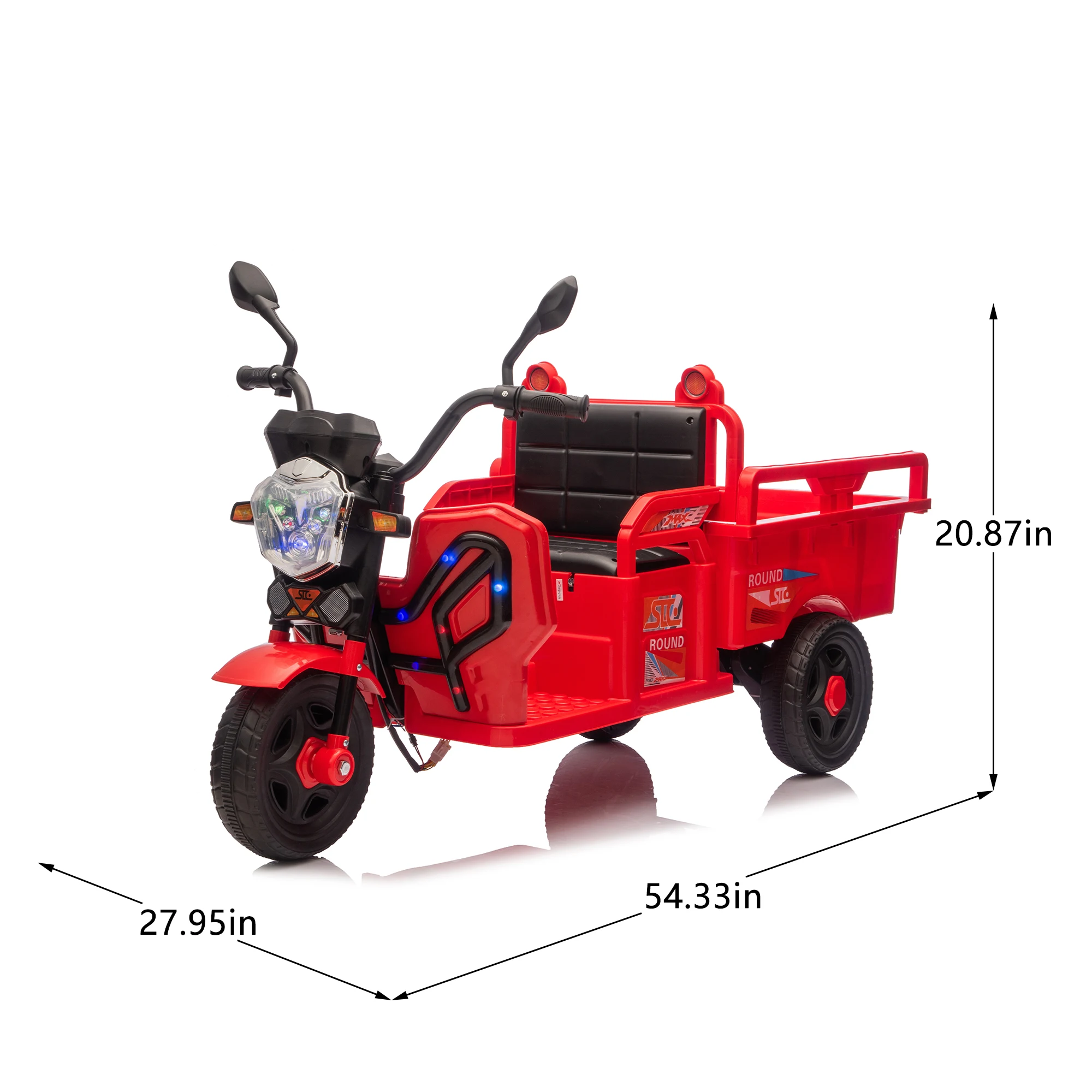 12V Kids Electric 3-Wheel Cargo Truck,2WD,Anti-Slip Wheels Extra Wide Seat with LED Lights & Music,Stable Electric Trike for Toddlers,Recommended age 3-6