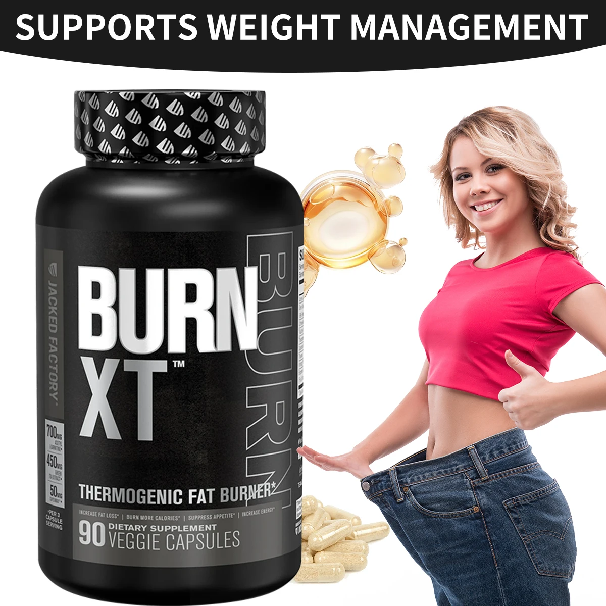 Burn XT Black Thermogenic Fat Burner - A Nootropic Energy Booster That Helps Control Metabolism By Boosting Thermogenesis