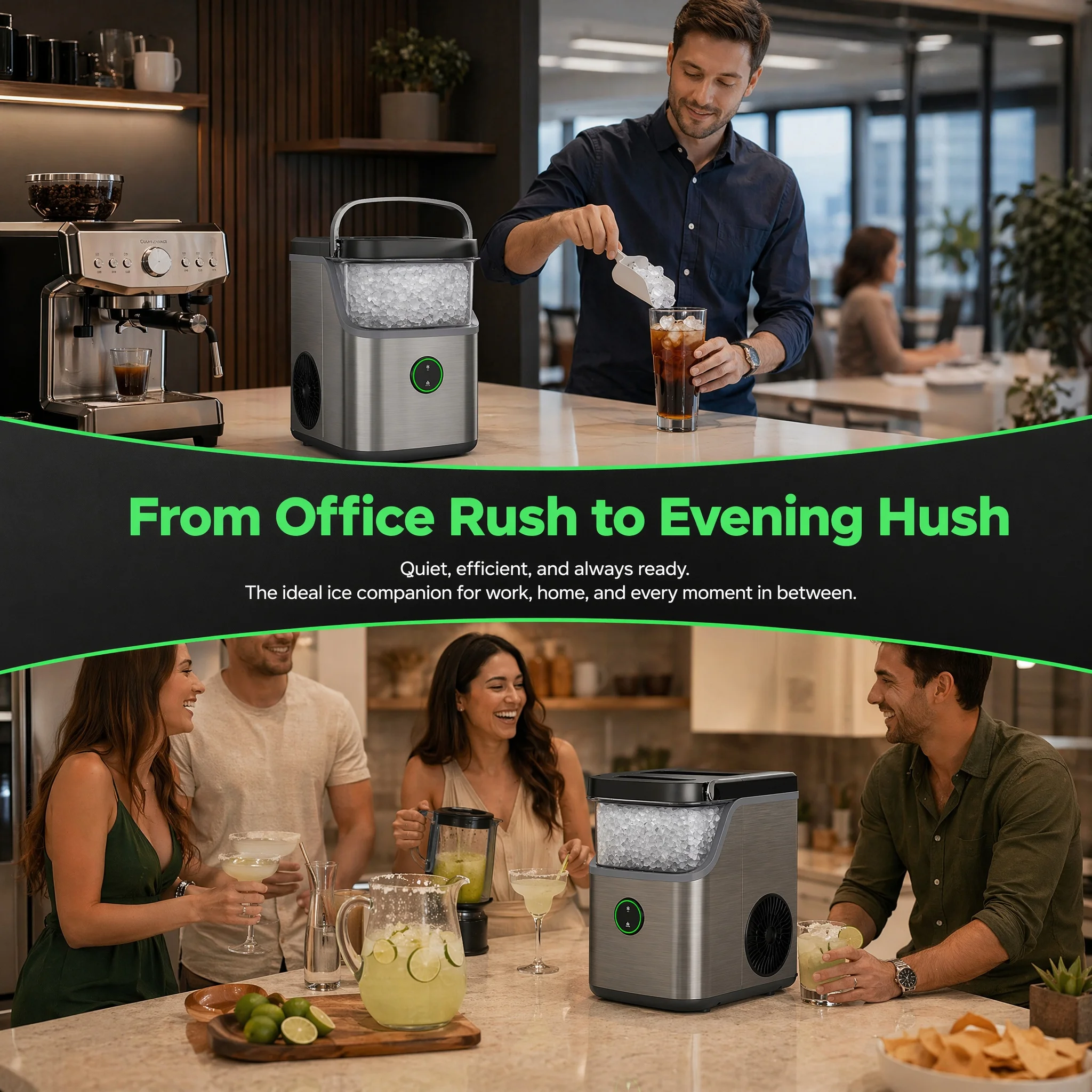 Nugget Ice Maker Countertop, Ice Basket with Handle, Quiet Operation & Self Cleaning Ice Machine, Chewable Ice, 33 Lbs/24H, Portable Pellet Ice Maker with Scoop for Home, Kitchen and Office image 6