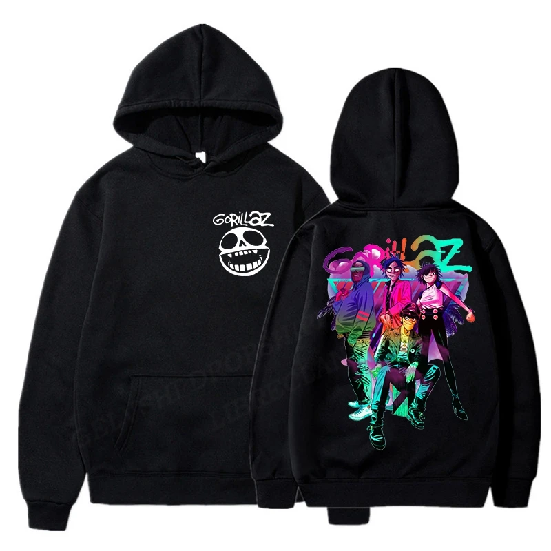 Rock Band Gorillaz Print Hoodies Men Woman Y2k Hoodie Hip Hop Streetwear Hooded Sweatshirts Harajuku Pullovers Unisex Clothing