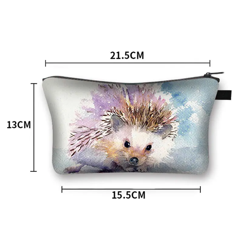 Cute Animal Hedgehog Cosmetic Case Women Toiletries Bag Causal Makeup Bag Zipper Pouch Lipstick Holder Cosmetic Organizers Bag