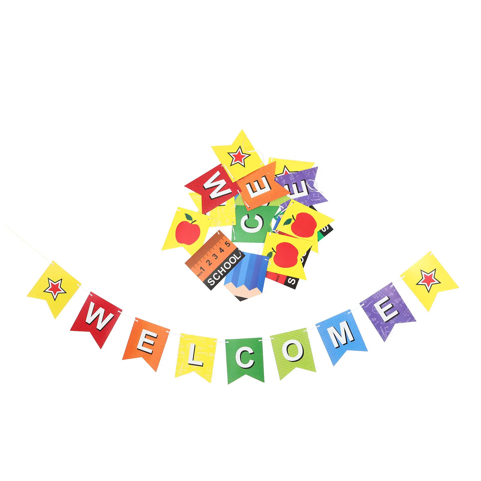 1 set Halloween Christmas New Year Back To School Banner Paper Flag Banner Door Banner Paper Garland Set Door Banners Party
