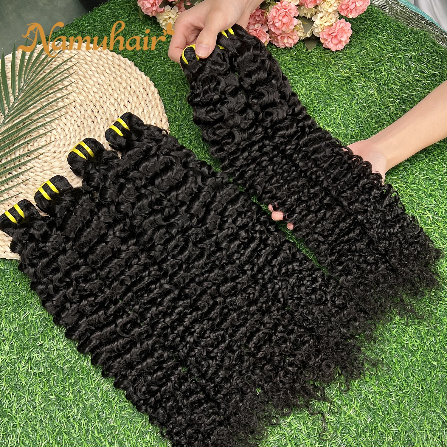 

Namu Vietnamese Deep Curly 100% Human Hair Bundles Unprocessed Virgin Curly Hair Bundles Wet and Wavy Quick Weave Extensions