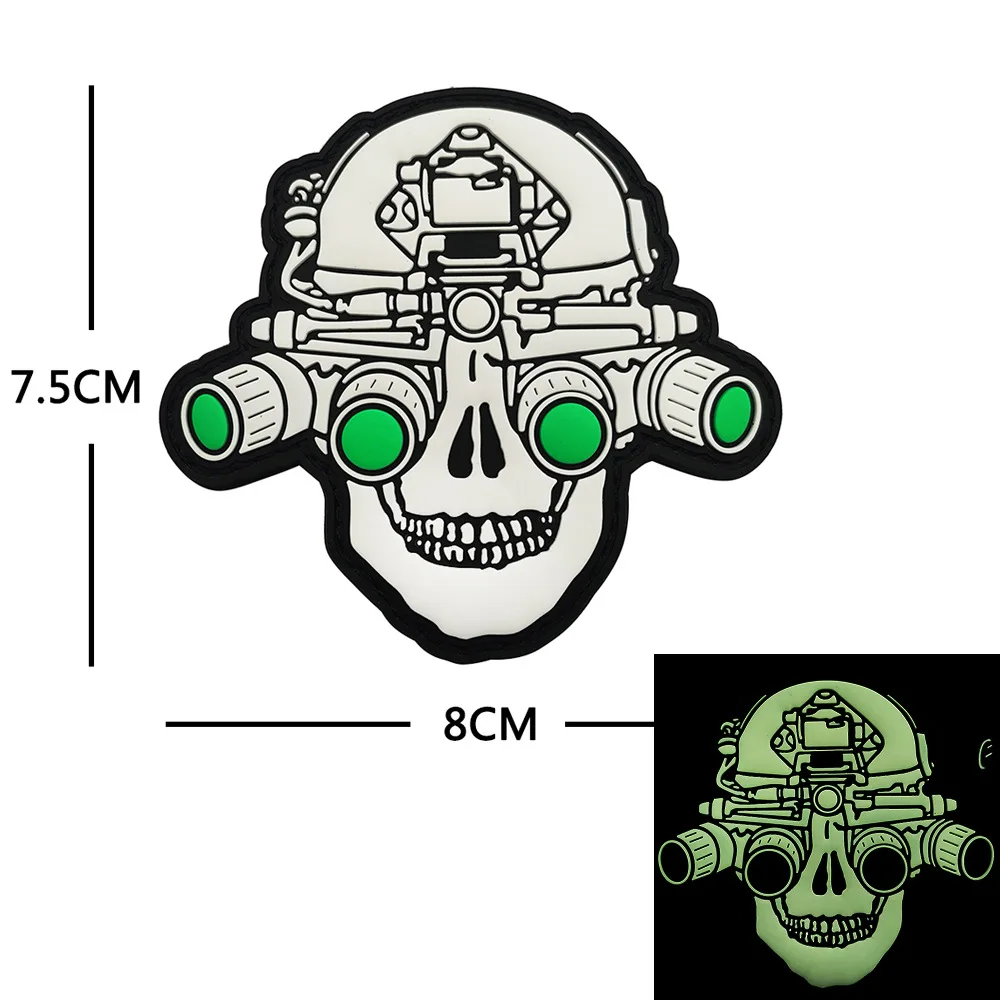 Skull Luminous 3D PVC Soft Rubber Armband Magic Sticker Tactical Morale Badge