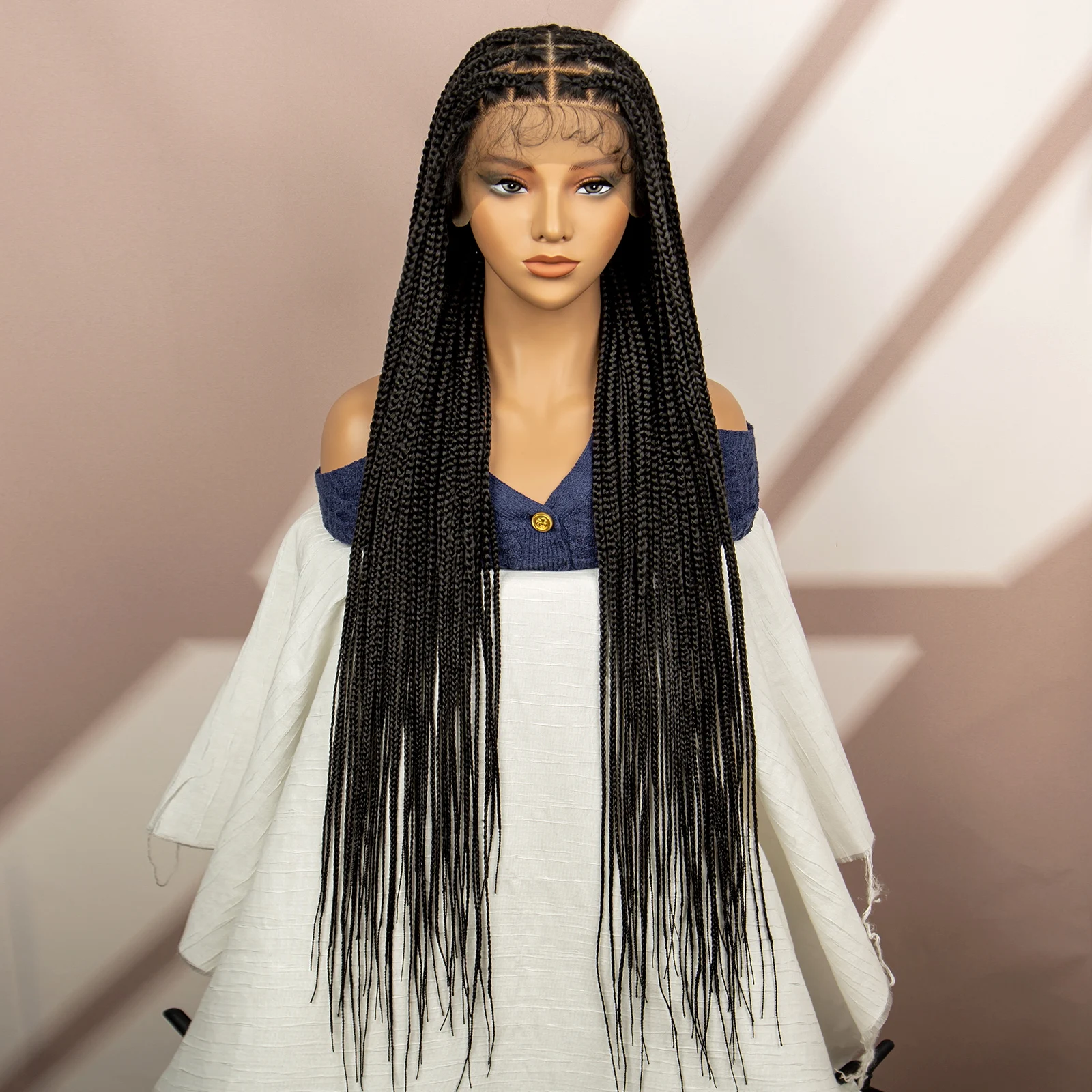 30 Inches Synthetic Box Braided Wigs Full Lace Front Braided Wigs for Black Women Goddess Braids Wigs Knotless