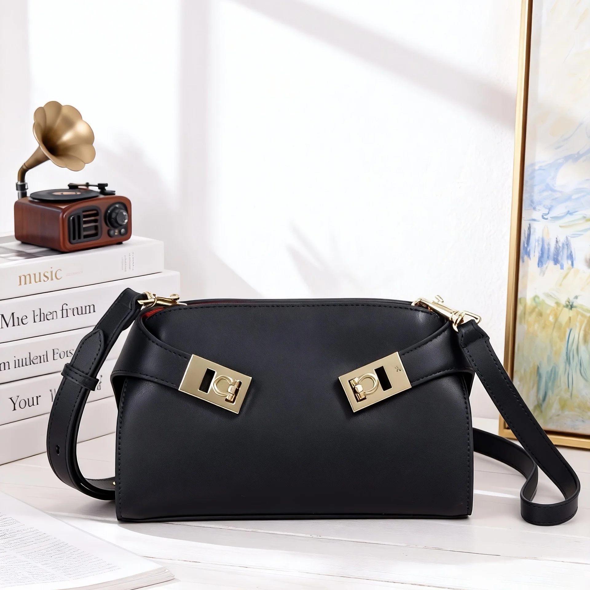 حقيبة نسائية فاخرة وبسيطة من الجلد الطبيعي متعددة الاستخدامات حقائب كتف عبر الجسم من جلد البقر حقيبة يد كاجوال حقيبة صغيرة عصرية