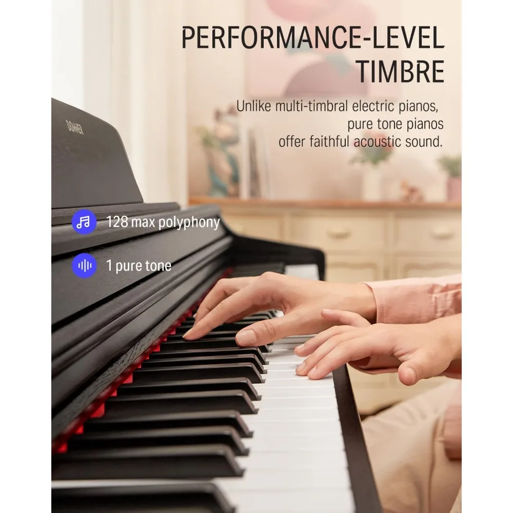 88-Key Weighted Action Digital Piano for Beginner Bundle with Piano Keyboard Stand, Power Adapter, Triple Pedals, MP3 Function