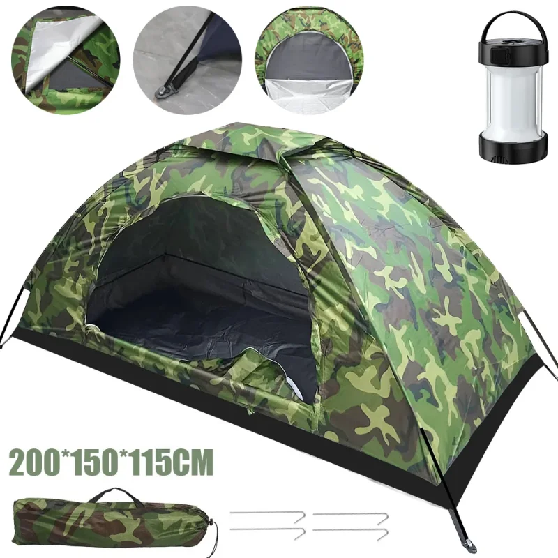 خيمة التخييم 1/2 شخص خيمة التخييم خفيفة طبقة واحدة المحمولة خيمة ترحال المضادة للأشعة فوق البنفسجية طلاء لصيد الأسماك على الشاطئ في الهواء الطلق