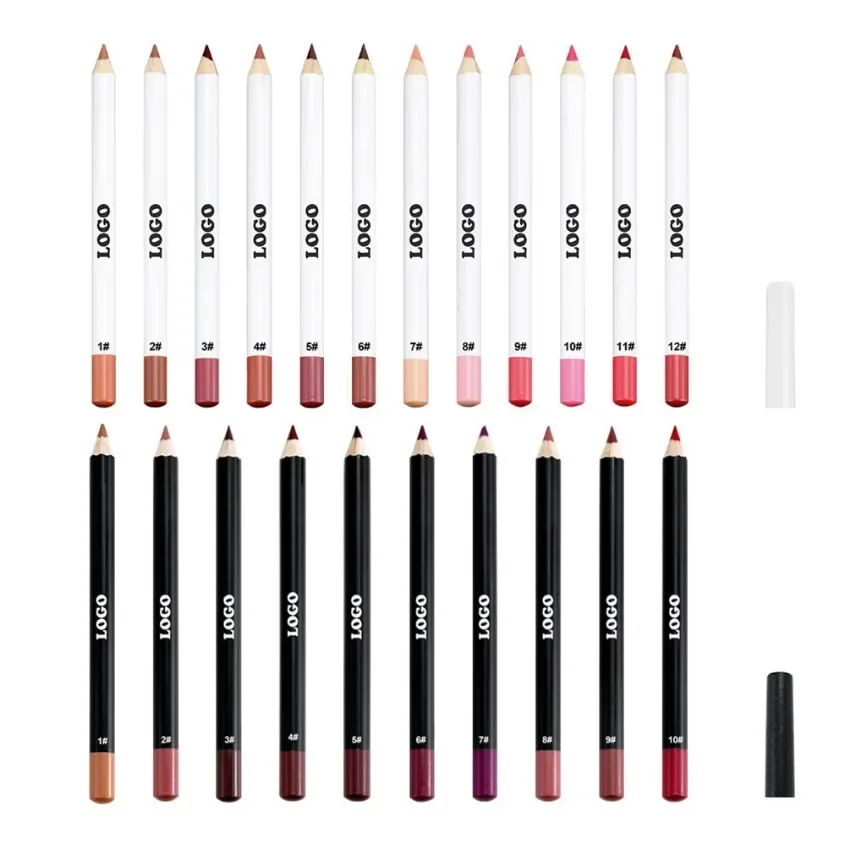 Lip Liner Custom Logo Pigment Long Lasting Waterproof Not Fading Matte Private Label Makeup Wholesale Cruelty Free Black Package