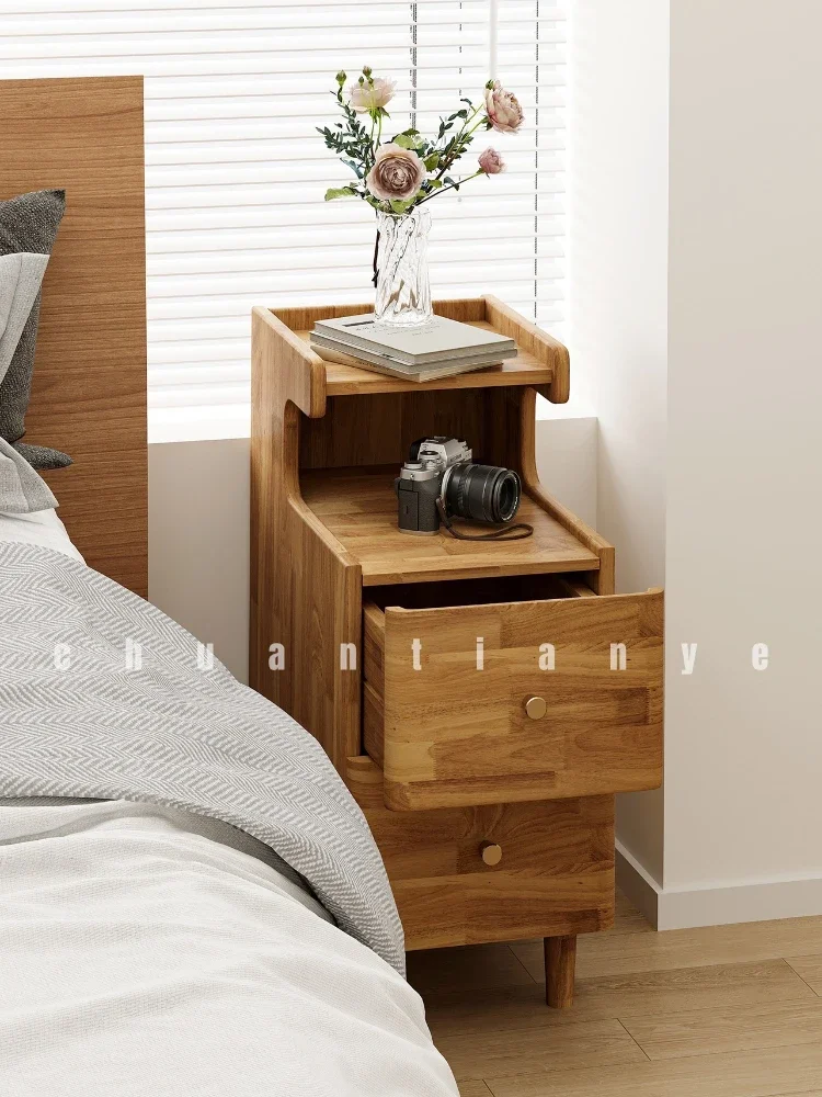 Solid Wood Bedside Cabinet Simple Modern Mini Small Extremely Narrow Bedside Cabinet Super Narrow