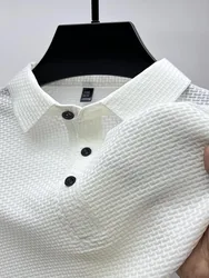 Summer T Shirt Mesh Ice Silk Cool down Breathable Short Sleeve Men Shirt Collar White Polo Shirt Half Sleeve Casual Men Clothing