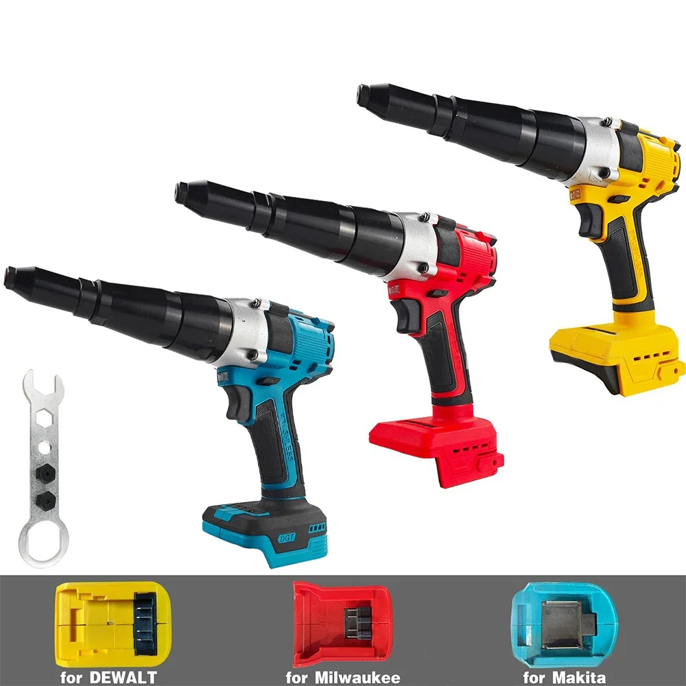 Electric Rivet Gun For Dewalt 20V Battery 2.4mm-4.8mm Automatic Riveter Rivet Hand Tool For Makita/Milwaukee Battery