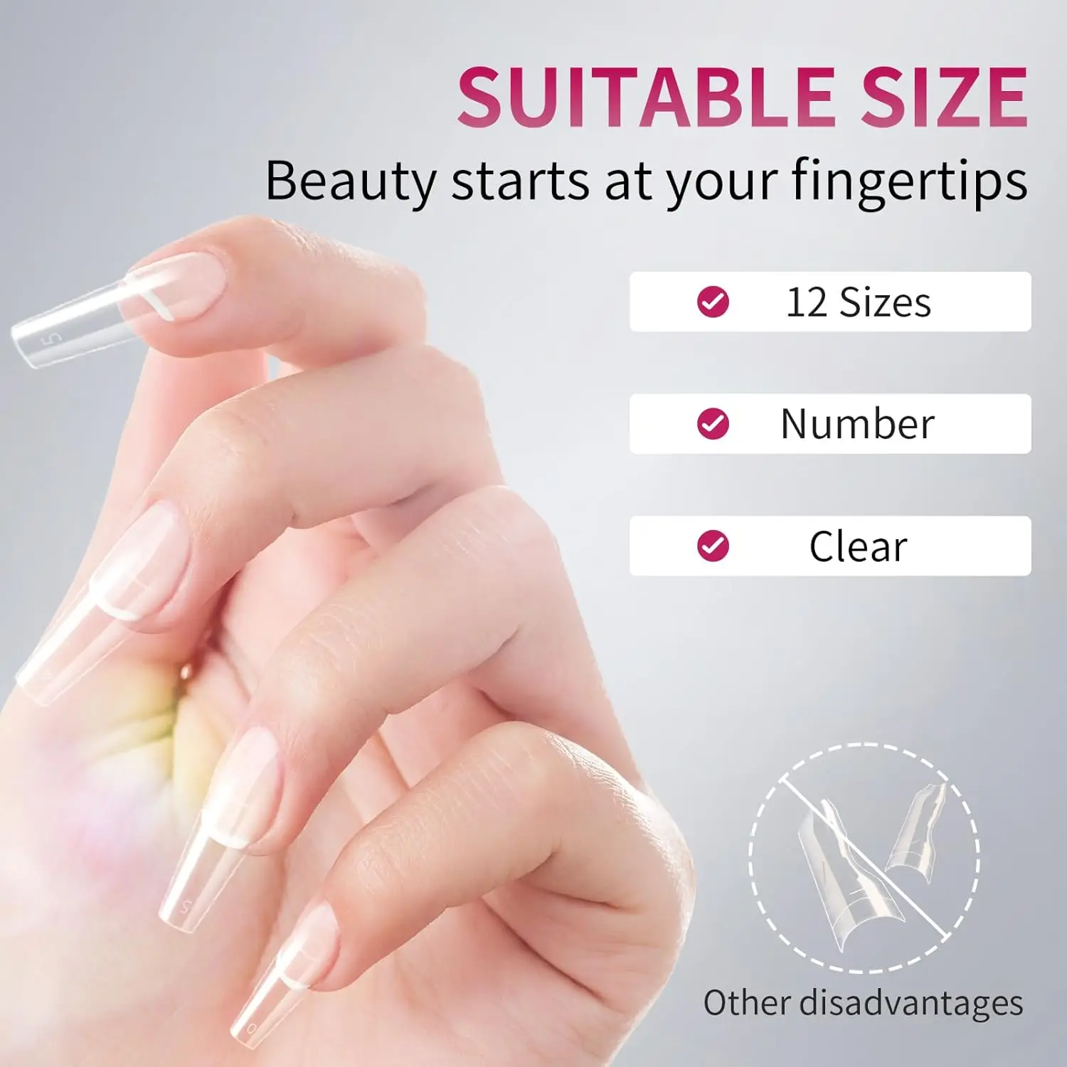 120PCS Long Clear Ballerina semi-frosted  Nails Tips for Acrylic Nails Salons and DIY Nail ArtSemi-finished product Mud glue