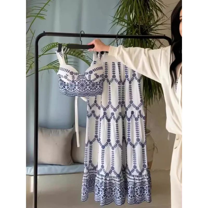 

Summer Fashion Sexy Printed Lace-Up Bra Half Skirt Two-Piece Set Women's Clothing Trendy And Stylish Set for Women