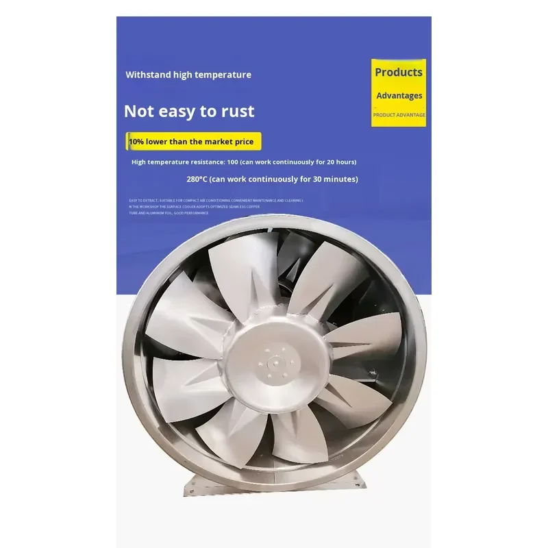 Industrial Electric Single/Double Speed Low Noise Mixed Flow HTF Fire-Resistant High Temperature Smoke Exhaust Axial Fan - view 6