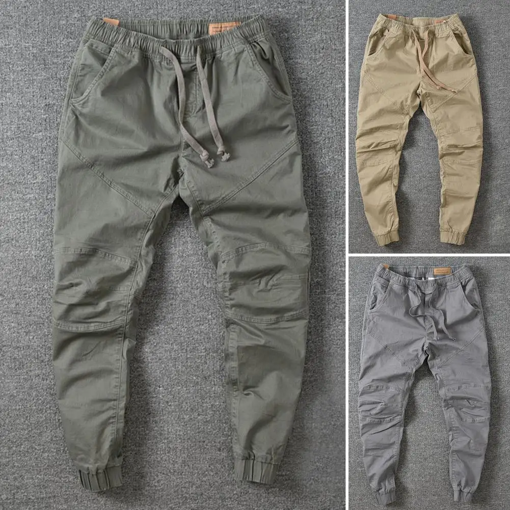 Men\'s Cargo Pants Pockets Breathable Ankle-banded Men Trousers Causal Pants