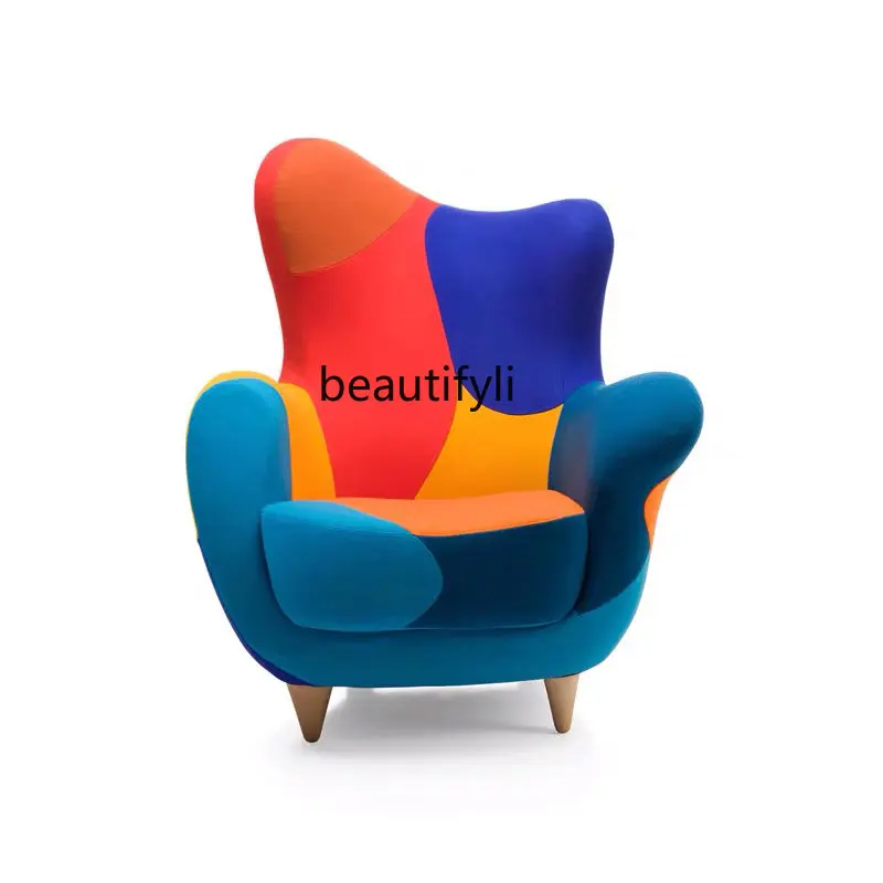 

Nordic Designer Creative Colored Mosaic Leisure Chair Special-Shaped Single Model Room Conference Chair