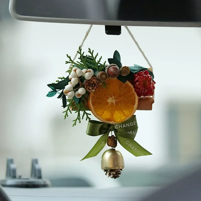 Orange Slice Car Hanging Female Aromatherapy Premium DIY Dried Flower Decoration Car Interior Rearview Mirror Pendant
