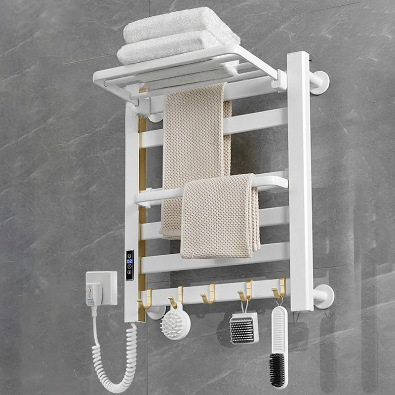 Electric Towel Rack Bathroom Foldable Towel Bars Intelligent Heating Drying Racks Multifunctional Time Control Towels Shelf
