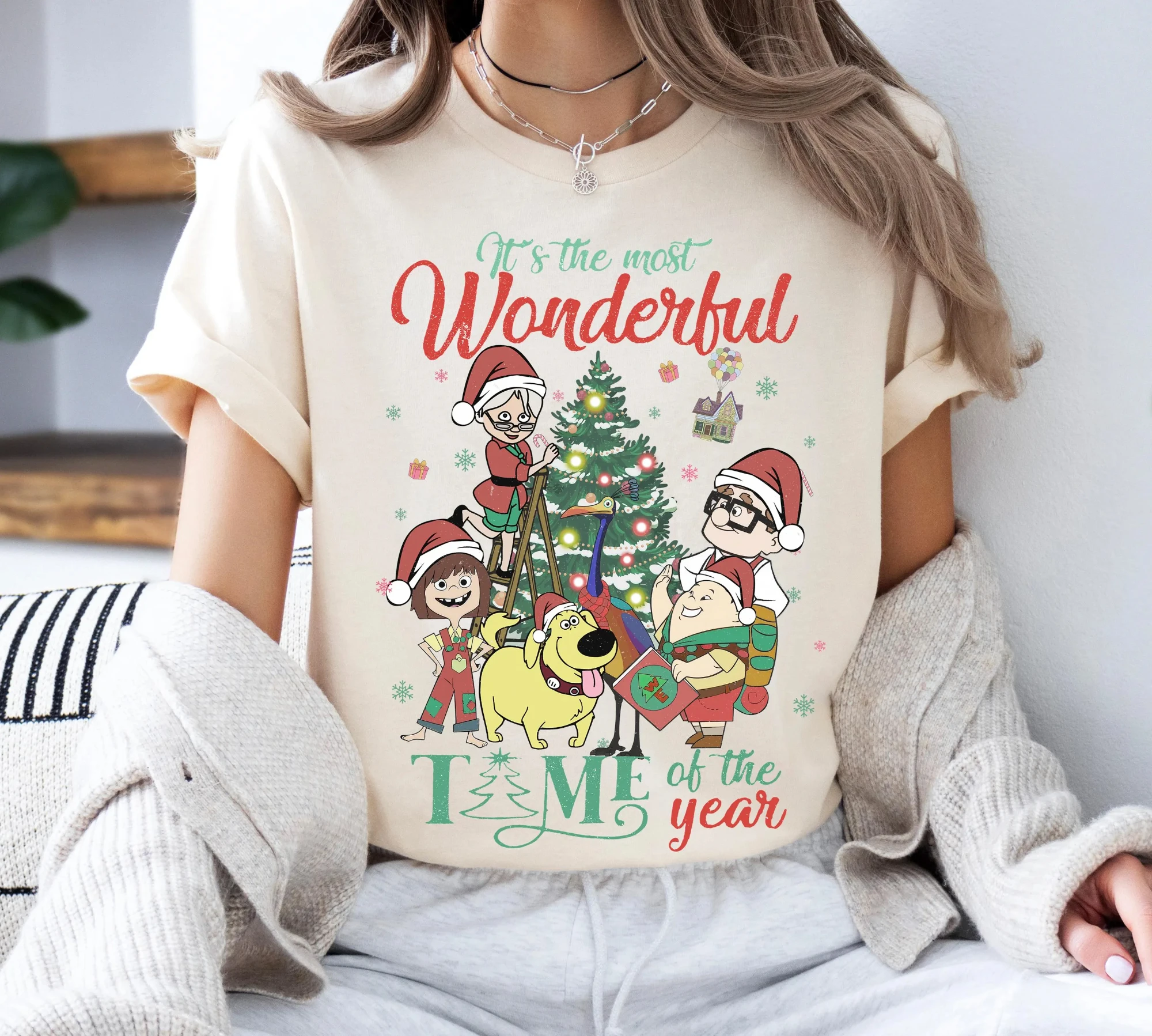 

Disney Pixar's "Up" Christmas Theme T-shirt for The Best Time of The Year, Disney's Karl Russell Dog Christmas Theme T-shirt
