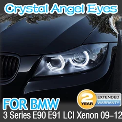 for BMW 3er E91 E90 LCI 316i 318i 320i 320si 323i 325i 328i 330i Xenon Headlight DTM Square Bottom WHITE LED Angel Eyes Light