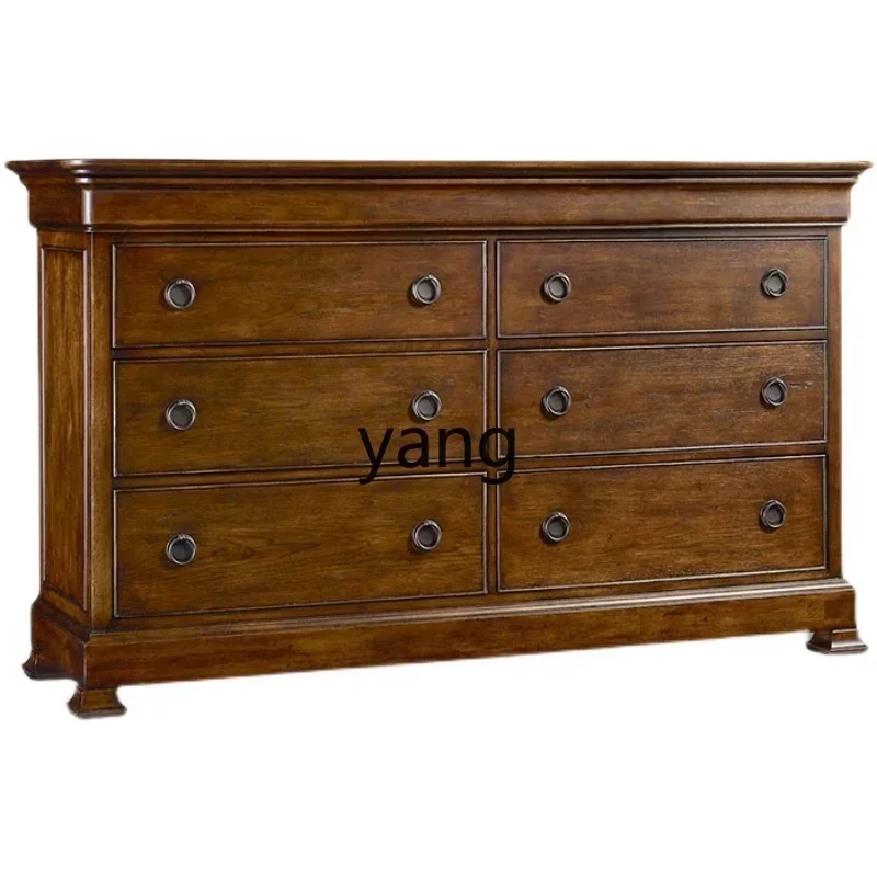 

LTT American retro six-chest cabinet household bedroom dresser living room entrance solid wood storage cabinet