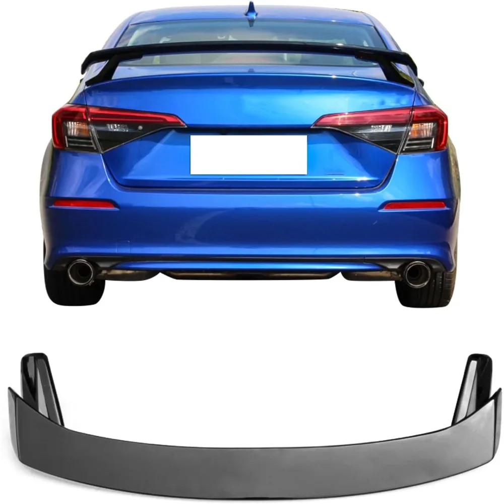 IKON MOTORSPORTS سبويلر خلفي لسيارة Honda Civic 11th Gen Sedan 4-Door، HPD V2 Style Gloss Black