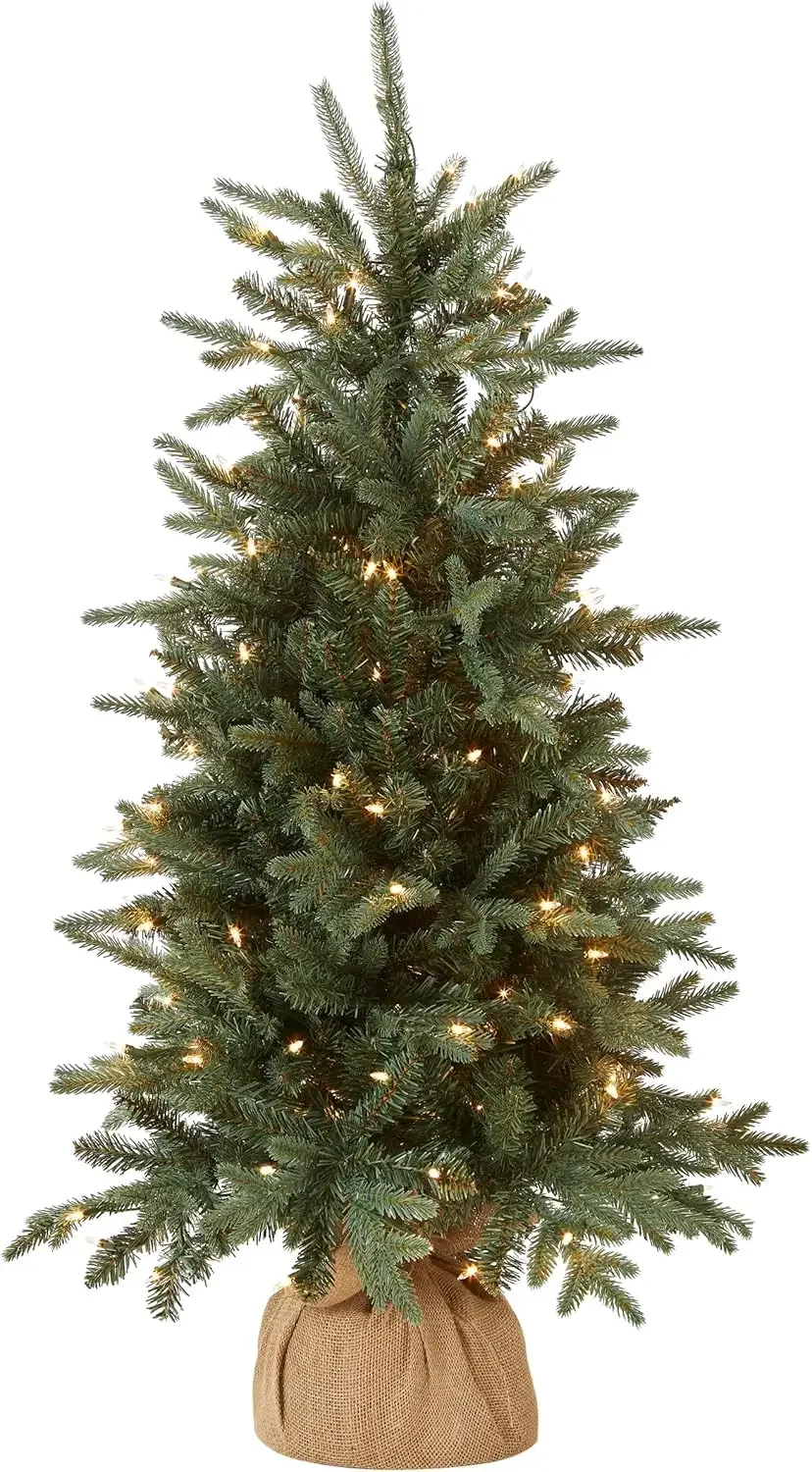 

Pre-lit Artificial Mini Christmas Tree | Includes Small Lights and Cloth Bag Base | for Tabletop or Desk