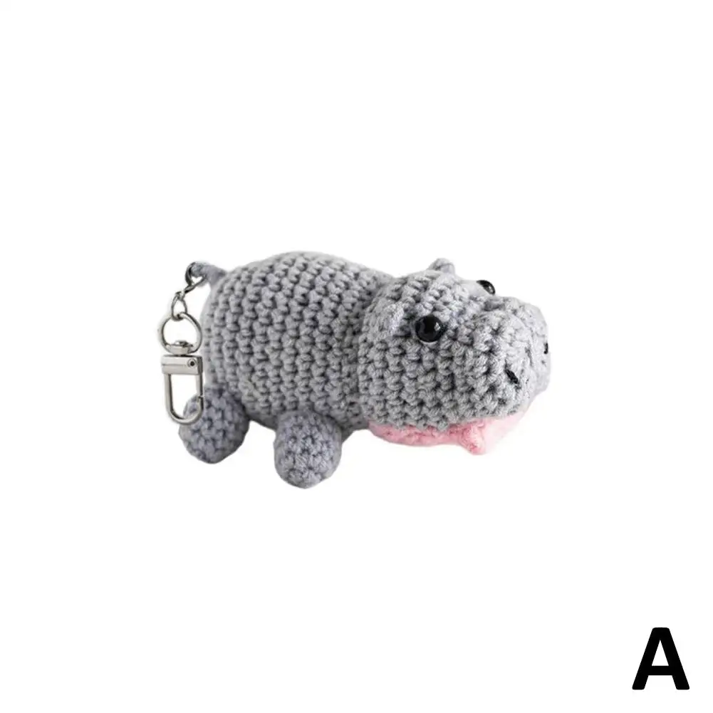 Super Cute Hippopotamus Bouncing Pig Weaving Doll Portable Hippopotamus DIY Pendant Knitted Accessories Gift Woolen Creativ C5T2