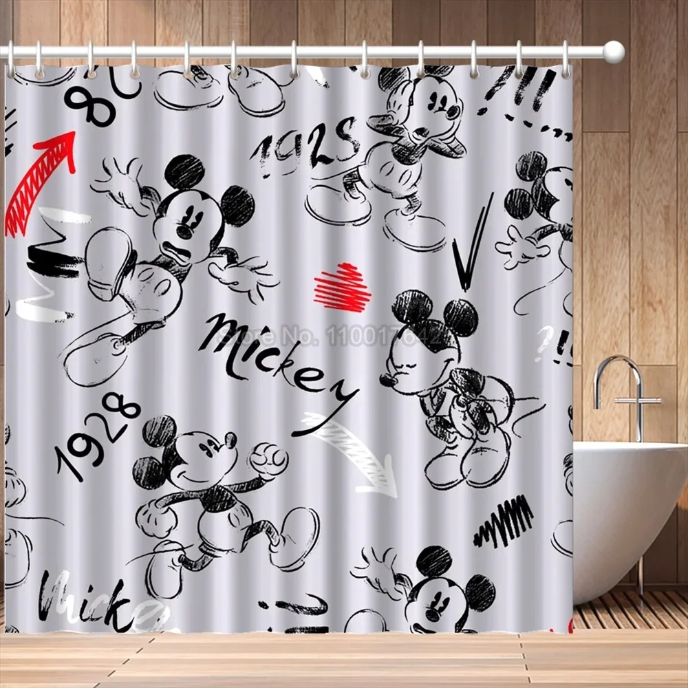 Christmas Gift  Mickey Mouse Shower Curtains Waterproof Bath Curtain Bathroom Polyester 3D Girls Boys Cartoon Drapes