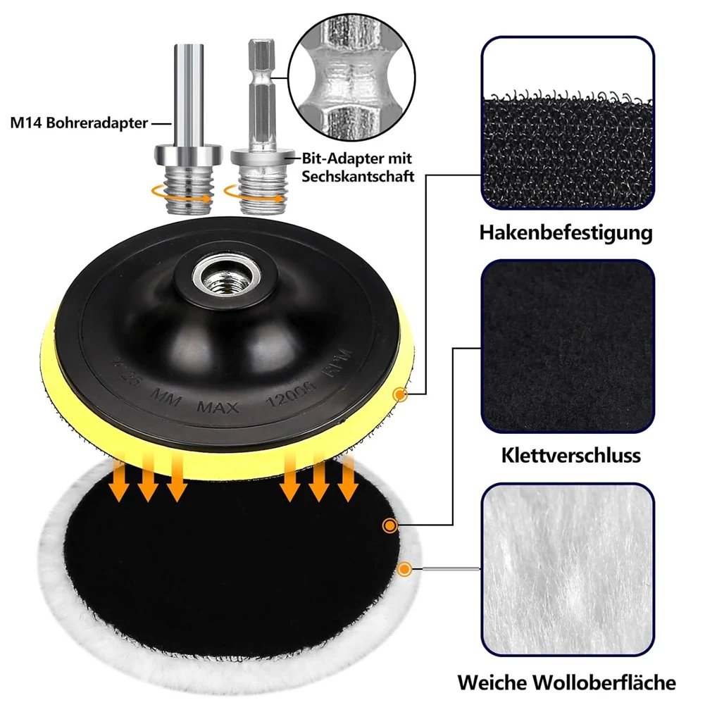 

Angle Grinder Polishing Hood Polishing Sponge 125Mm Polishing Disc Polishing Pads,6Pcs Wool Polishing Attachment-[LUCK 9]