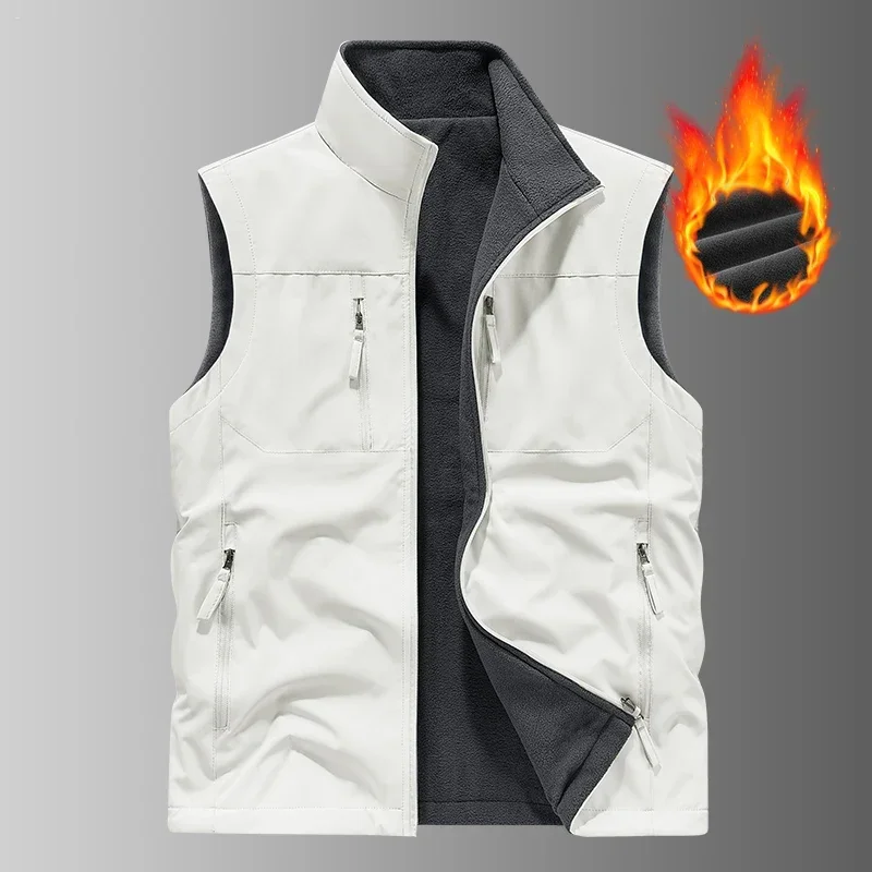 

Зимняя уличная теплая куртка без рукавов для пеших прогулок, гольфа, мужская флисовая спецодежда, жилет на молнии, легкие жилеты, верхняя одежда с карманами