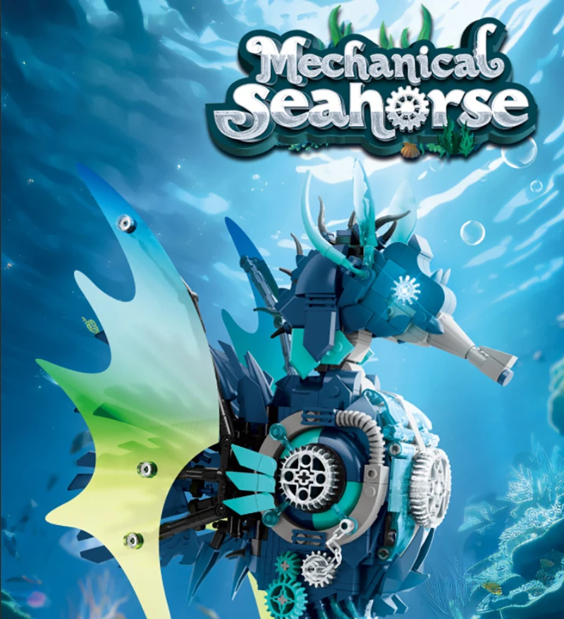 Mechanical Marine Animals Seahorse Building Blocks Biomimetic Animal Model Movable Joint Bricks Toys Compatible With LEGO